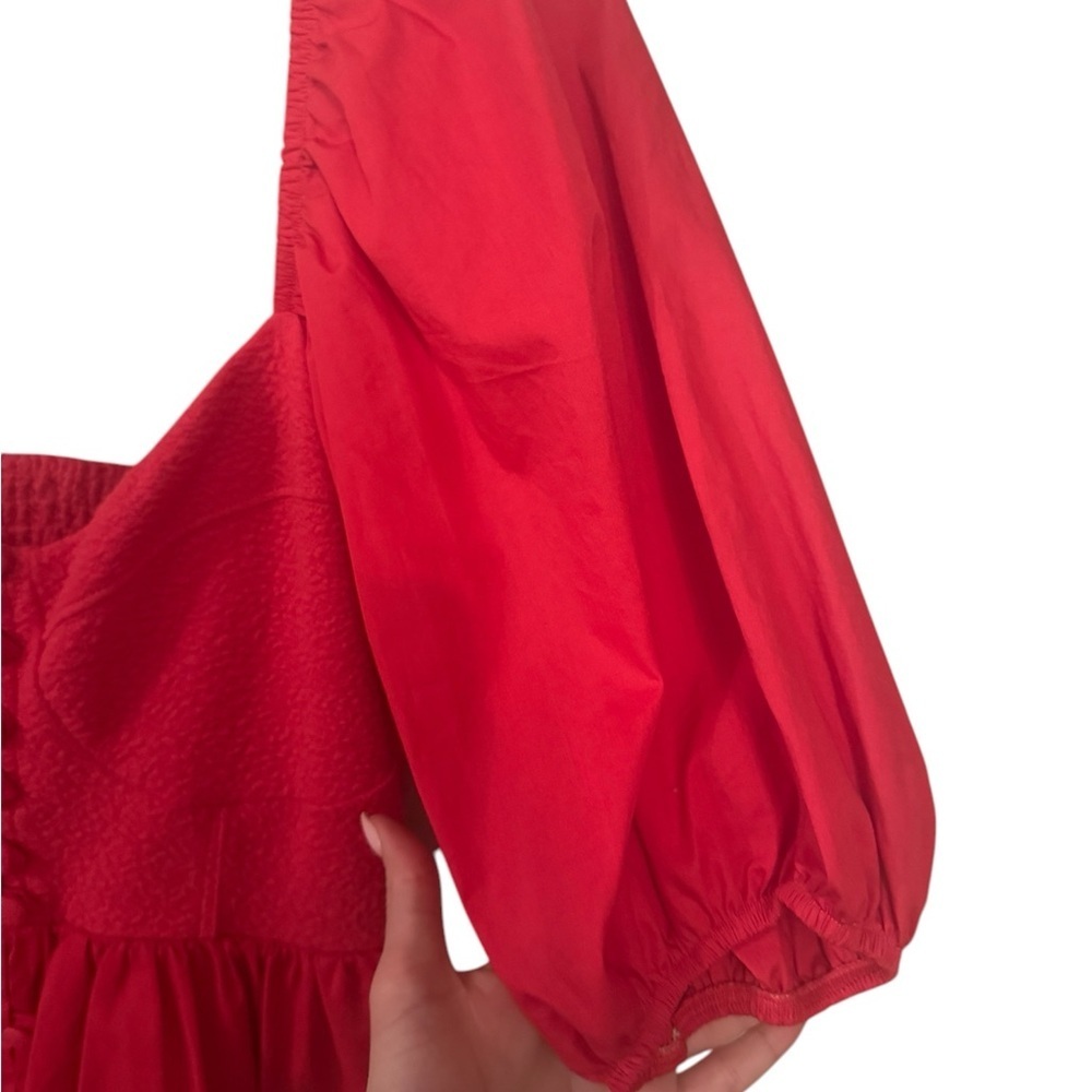 Maeve Red Puff Sleeve Mini Dress - Picture 8 of 12